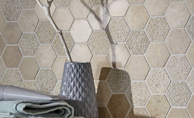 mosaik in wabenform beige 