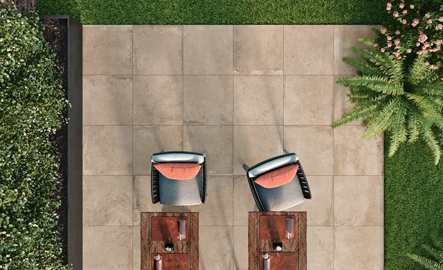 Unser Highlight des Monats Februar: Outdoor-Fliese Escolca in beige 