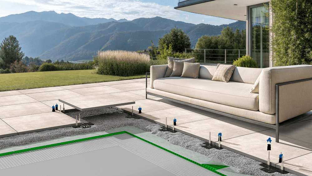 Terrassenfliesen mit Drainage von Gutjahr