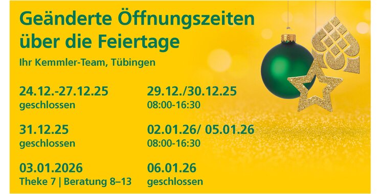 Öffnungszeiten Weihnachten 2025 Tübingen